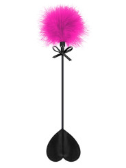 Cravache noire coeur bdsm avec plumeau rose - CC5700760201
