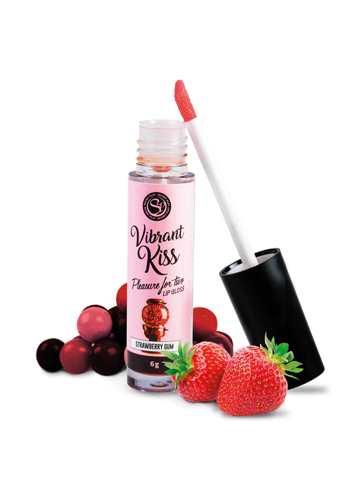 Gloss sexe oral vibrant chewing gum à la fraise 100% comestible - SP6539