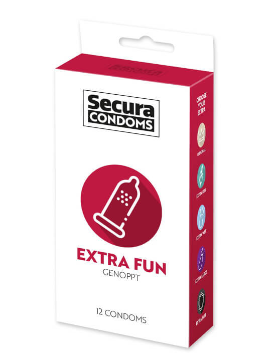 Préservatifs lubrifiés avec picots en latex x12 avec réservoir Extra Fun 53 mm - R416525