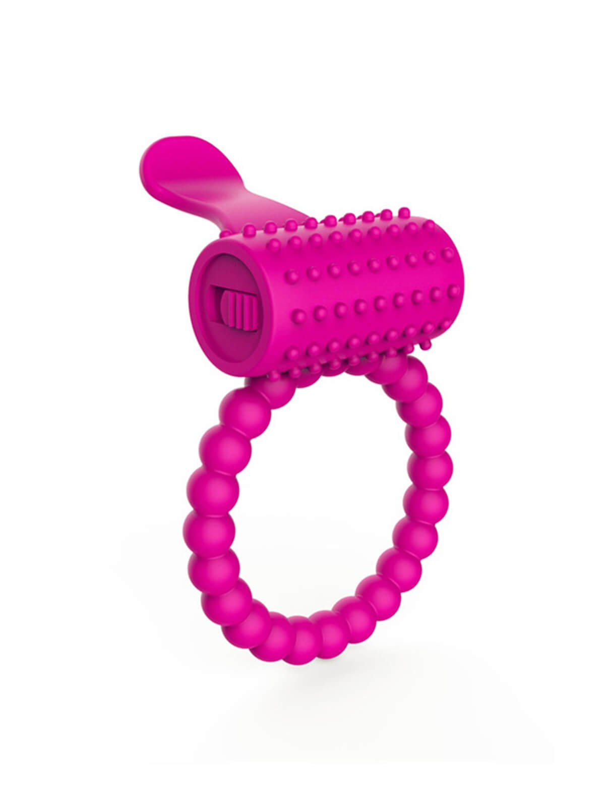 Anneau fuschia vibrant silicone avec langue picot - COR-018PNK