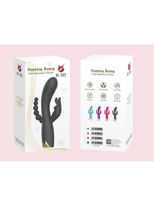 Vibromasseur triple stimulation très puissant rose USB - WS-NV062PNK