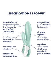 Vibromasseur rabbit gonflant connecté, USB Air Pump Bunny 5 Satisfyer - CC597801