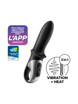 Vibromasseur noir USB, chauffant et connecté Hot Passion Satisfyer - CC597790