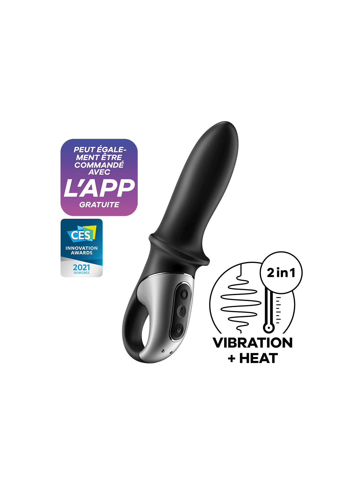Vibromasseur noir USB, chauffant et connecté Hot Passion Satisfyer - CC597790