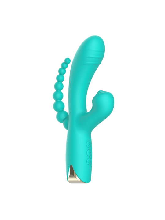 Vibromasseur triple stimulation USB turquoise Snappy Bunny - WS-NV062CTUR