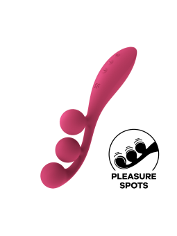 Vibromasseur triple stimulation flexible, anal, vaginale, clitoridienne Tri Ball rouge USB Satisfyer - CC597817