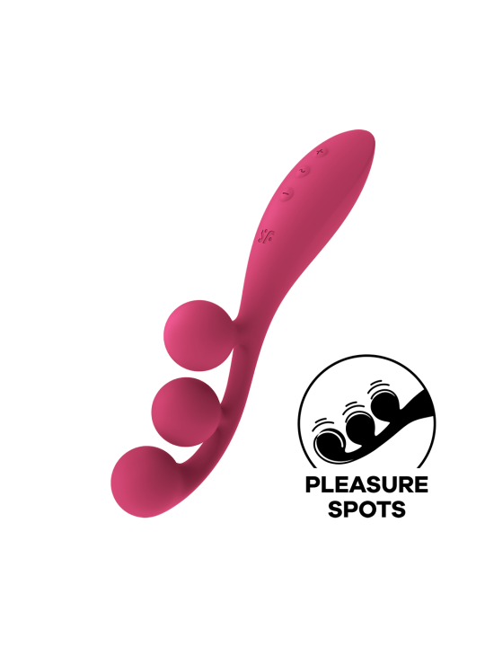Vibromasseur triple stimulation flexible, anal, vaginale, clitoridienne Tri Ball rouge USB Satisfyer - CC597817
