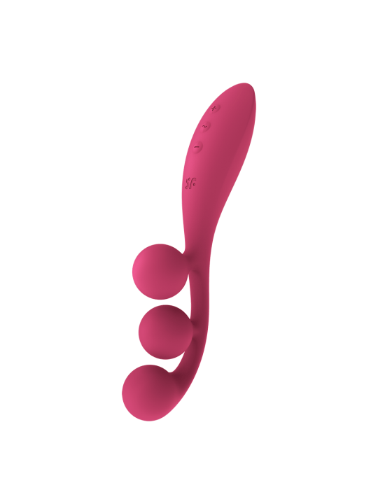 Vibromasseur triple stimulation flexible, anal, vaginale, clitoridienne Tri Ball rouge USB Satisfyer - CC597817