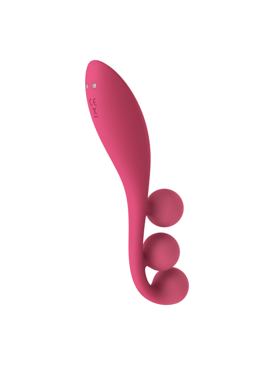 Vibromasseur triple stimulation flexible, anal, vaginale, clitoridienne Tri Ball rouge USB Satisfyer - CC597817