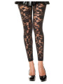 Legging noir fin transparent motif fleuri - MH35344BLK