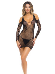 Robe résille noire Bite Me Choke Me - REN7100-BLK