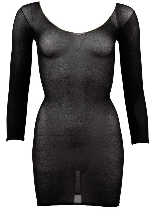 Robe en résille noire transparente, manches longues - R27138101101