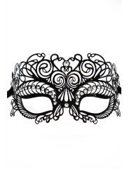 Masque vénitien Giulia rigide noir avec strass - HMJ-035BK