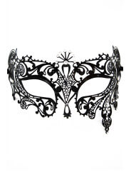 Masque vénitien Bianca rigide doré avec strass - HMJ-047BK