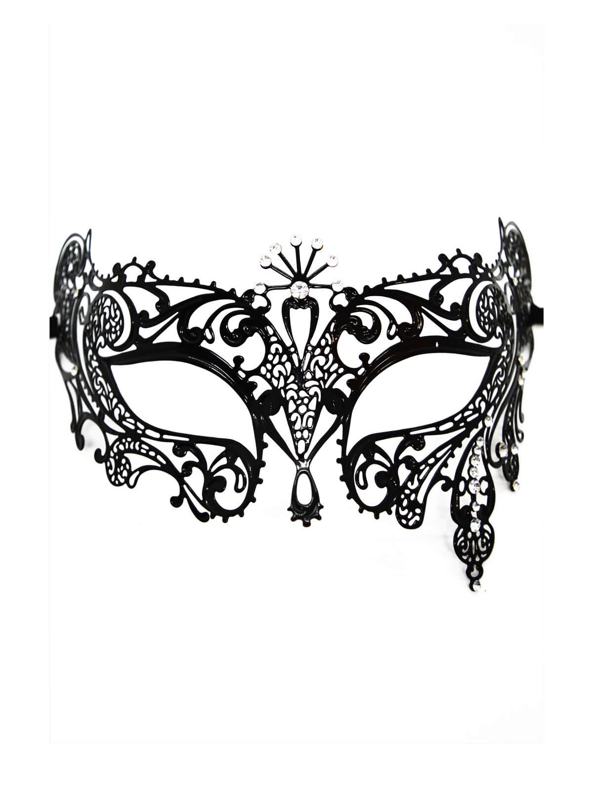 Masque vénitien Bianca rigide doré avec strass - HMJ-047BK