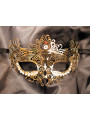 Masque vénitien Ornella rigide doré avec strass - HMJ-031B