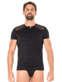 T-shirt noir rayé opaque et transparent - LM2906-81BLK