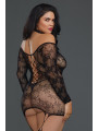 Bodystocking résille guêpière grande taille réversible avec tour de cou - DG0318XBLK