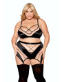 Ensemble grande taille avec Soutien-gorge, jupe porte-jarretelles, string - DG13377XBLK