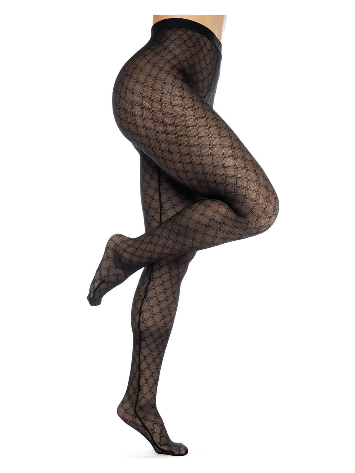 Collant résille noire transparent imprimé - MAL1111BLK