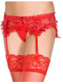 Porte-jarretelles rouge maille et dentelle avec petits coeurs - MH7722RED