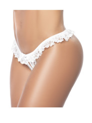 Culotte ouverte blanche avec froufrou en dentelle - MAL119WHT