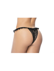 Culotte ouverte noire avec froufrou en dentelle - MAL119BLK