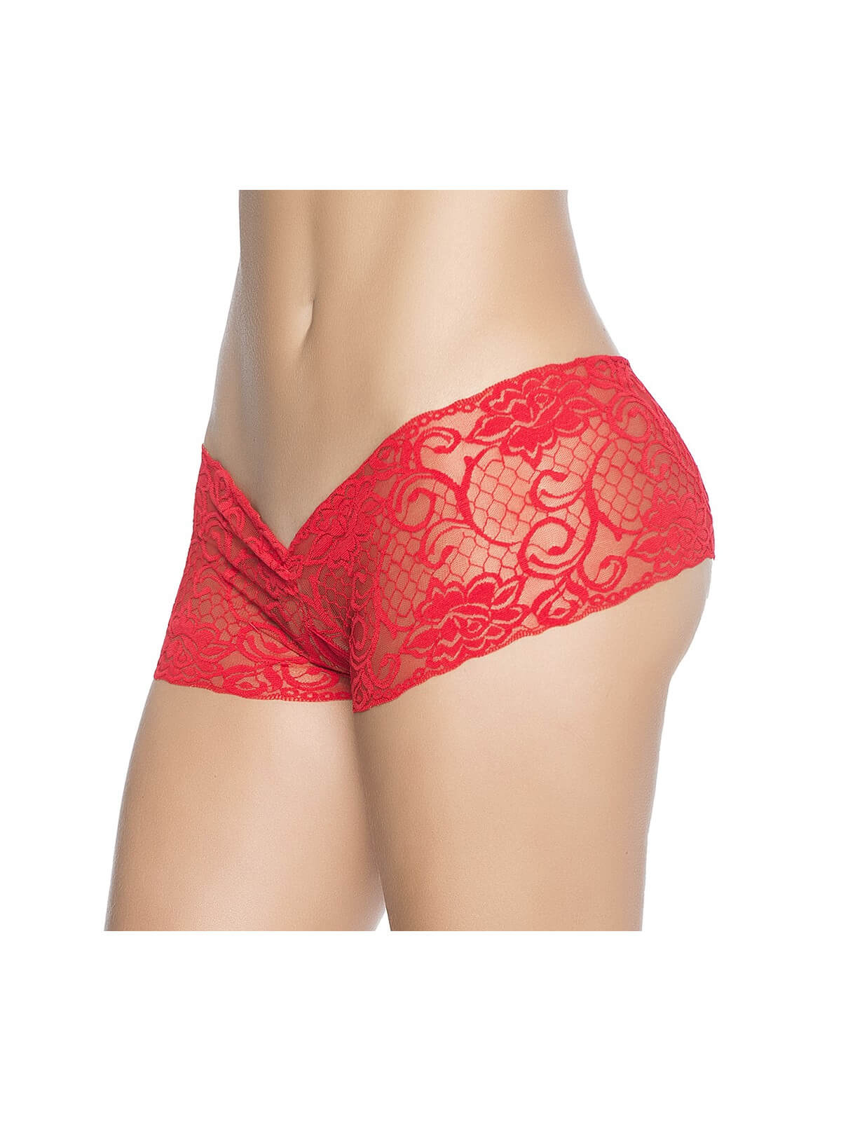Shorty ouvert à l'entrejambe rouge - MAL98RED