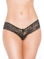 Tanga string noir en dentelle avec noeud arrière - SOH31035BLK