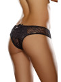 Tanga ouvert noir dentelle avec noeud sur les fesses - DG1300BLK