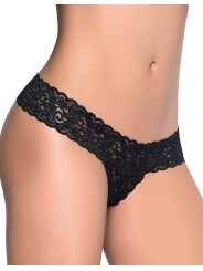 String ouvert brésilien noir en dentelle - MAL99BLK