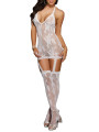 Combinaison dentelle blanche effet guêpière - DG0074WHT