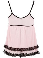 Nuisette doublée rose avec dentelle florale et string - R2740052