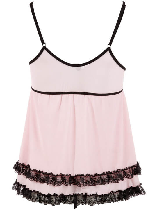Nuisette doublée rose avec dentelle florale et string - R2740052