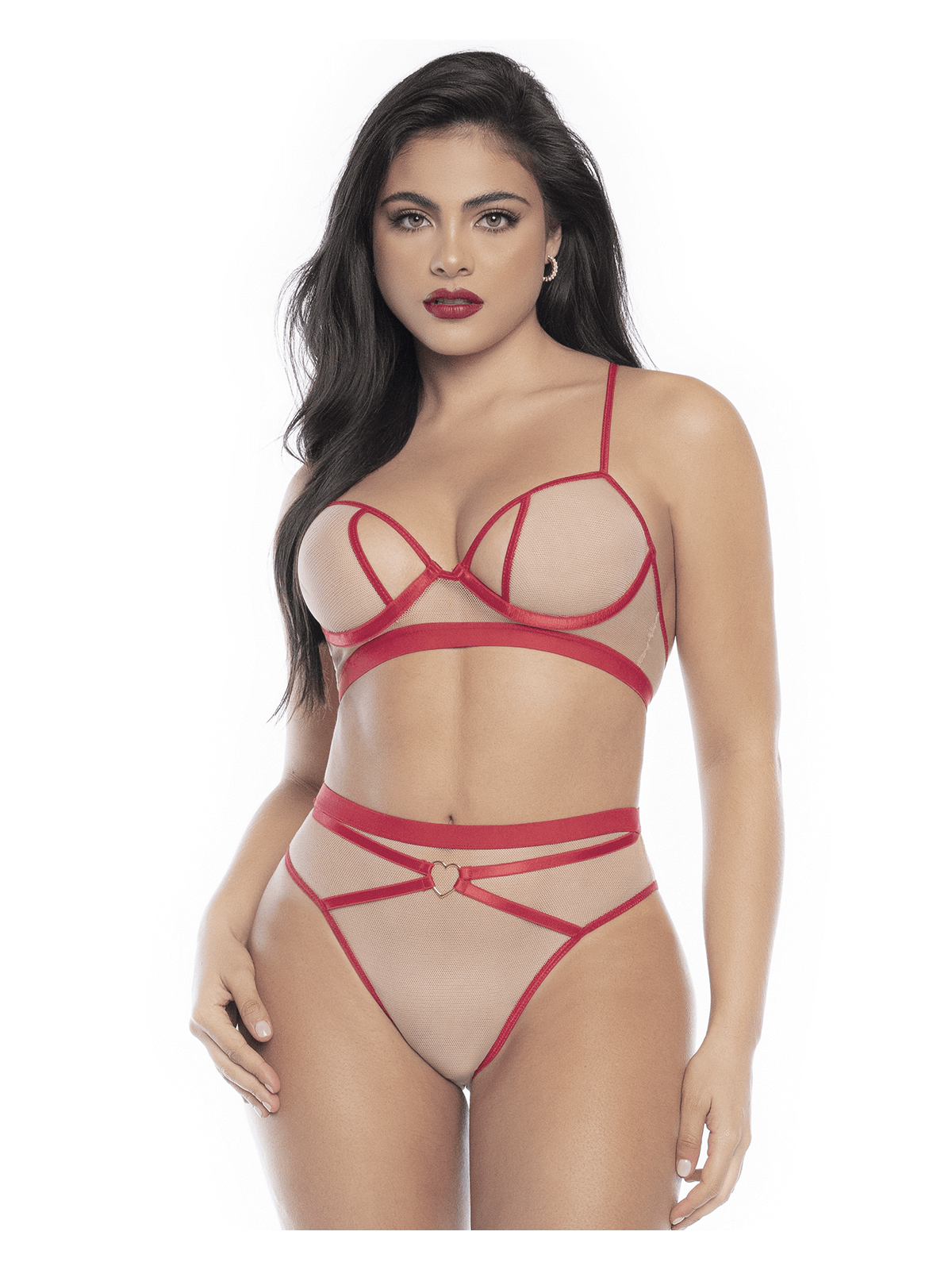 Ensemble deux pièces chair et rouge - MAL8820NRE