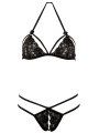 Soutien-gorge en dentelle noire avec bonnets détachables et string - R221125410