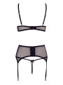 Soutien-gorge dentelle, porte-jarretelles et string ouvert noir - R2213052