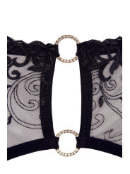 Soutien-gorge dentelle, porte-jarretelles et string ouvert noir - R2213052