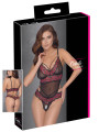 Body string en dentelle florale bicolore et résille - R2642859
