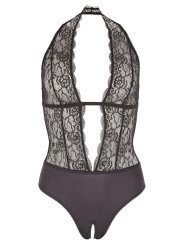 Body en dentelle noire, ouvert à l'entrejambe - R2641399