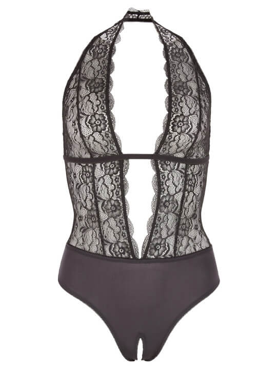 Body en dentelle noire, ouvert à l'entrejambe - R2641399