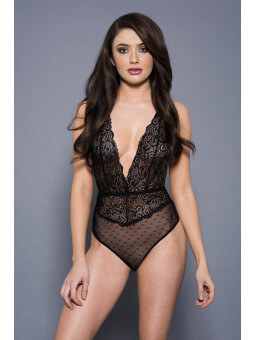 Body dentelle et résille noir - ML80066BLK