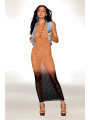 Robe bodystocking avec motifs zèbre, aux couleurs cuivrées - DG0488BKC