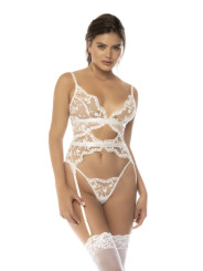 Ensemble deux pièces Maxine comprenant un haut style guépière avec porte jarretelles ajustables et string assorti -...