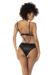 Body Flora noir et chair, avec une fine résille transparente, bretelles ajustables - MAL2746NUKB