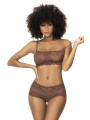 Ensemble 2 pièces en dentelle, top à bretelles et shorty couleur cacao - MAL206COCO
