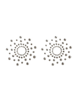 Paire de cache tétons adhésifs strass blanc - NP-1030WHT