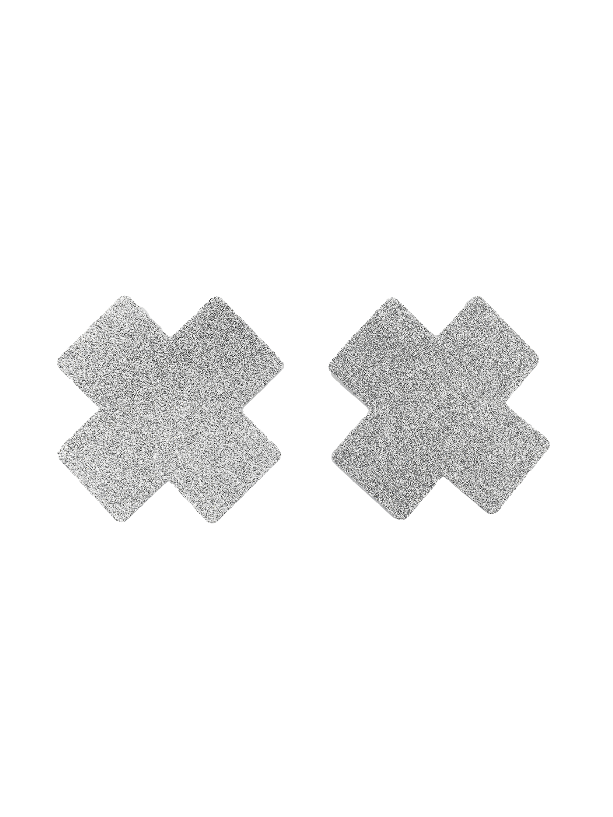 Paire de cache tétons adhésifs croix pailletée blanc - NP-1048WHT