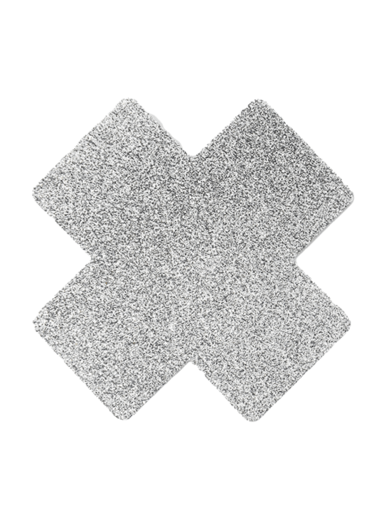 Paire de cache tétons adhésifs croix pailletée blanc - NP-1048WHT