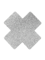 Paire de cache tétons adhésifs croix pailletée blanc - NP-1048WHT